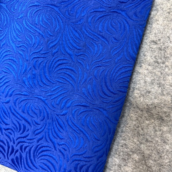 Ossie Clark London Blue Jacquard Longline Coat Textured Button Front Size 10 - Picture 6 of 12